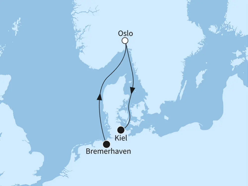 Entspannung im hohen Norden - ab Bremerhaven/bis Kiel - Routenbild
